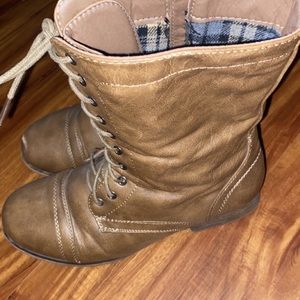 Brown combat boots